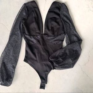 NEW Black sparkle bodysuit blouse
